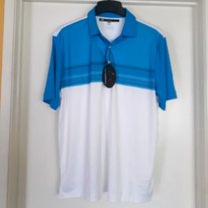Greg Norman men's golf shirt short sleeve polo G7prk119b white blue Size large L